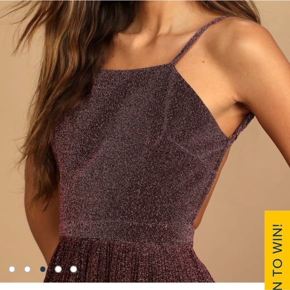 Lulus Black and Pink Metallic Pleated Mini Dress Size XL - Picture 8 of 11